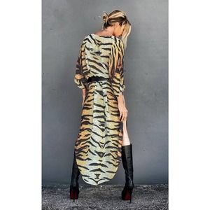 Bohemian Chiffon Kimono Exotic Animal Print Bikini Cover One Size